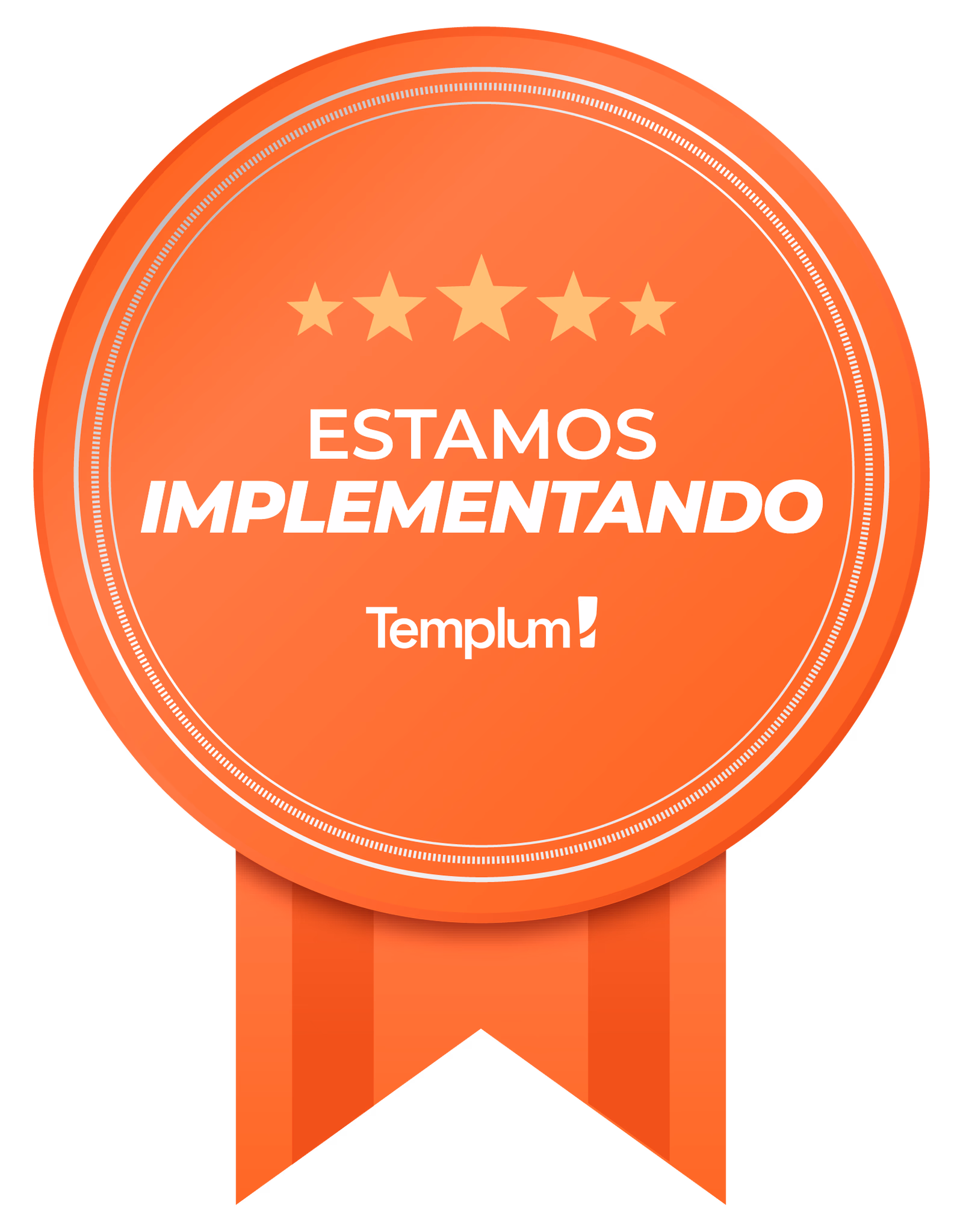 Selo oficial de reconhecimento Templum, emblema dourado e laranja de credibilidade de mercado